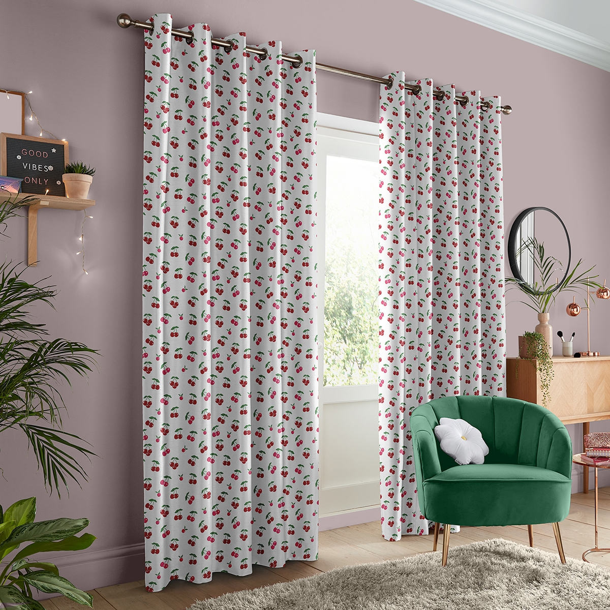 Product photograph of Skinny Dip Cherrys Natural Curtain from Choice Furniture Superstore.